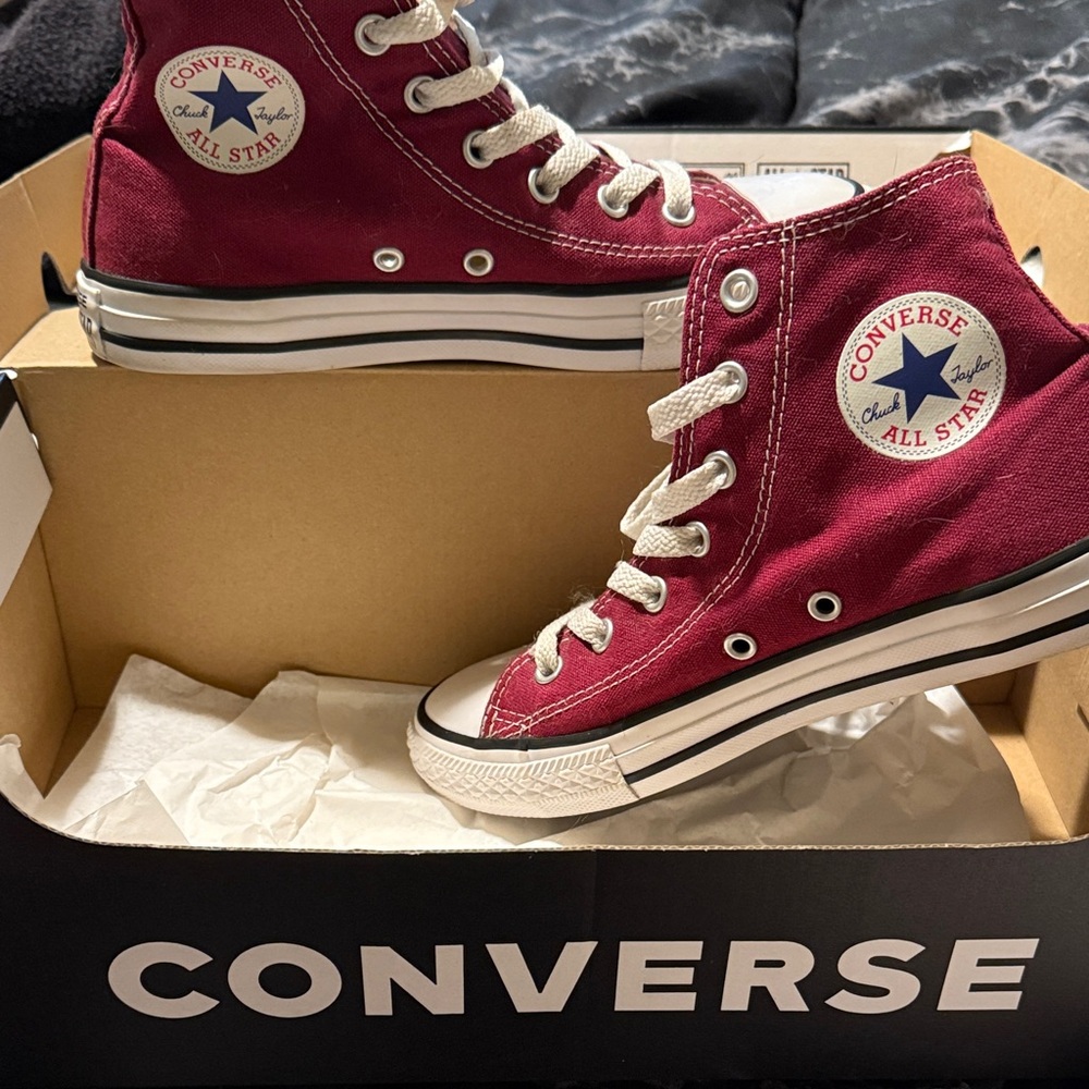 Converse High Tops - Burgundy and White